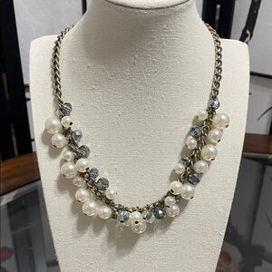 Paparazzi Pearl and Crystal Statement Necklace with Matching Pearl Earrings